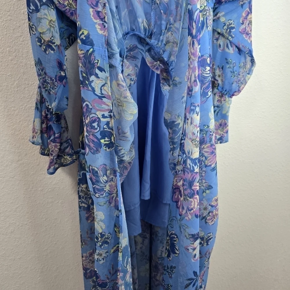 Steve Madden Sol Floral Print V Neck Long Sleeve Maxi Dress Size: S